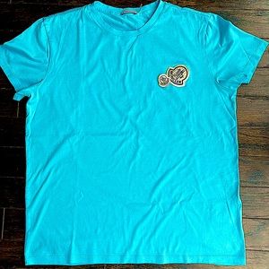 Moncler Archivio Double-Logo Patch T-shirt - Teal, size L